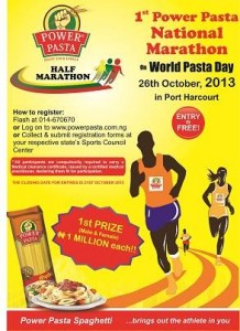 Power Pasta half-marathon, Port Harcourt (Nigeria) 26/10/2013